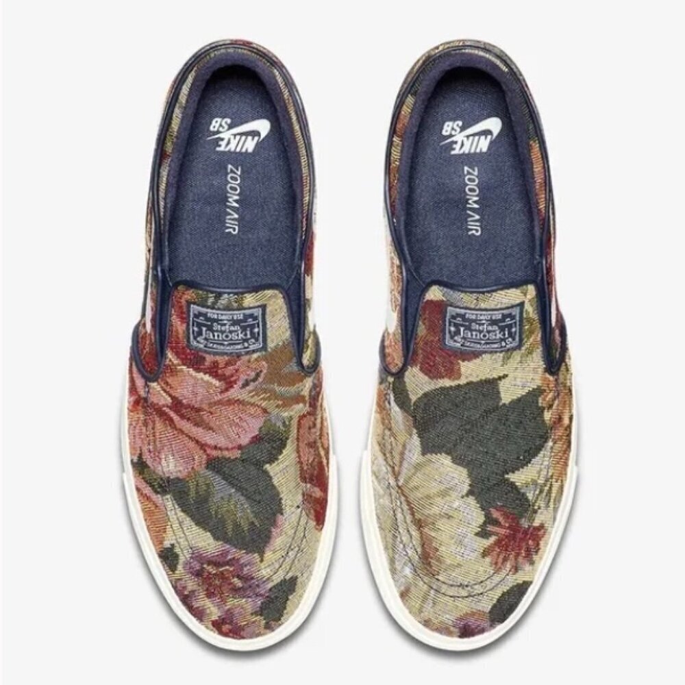 Nike Stefan Janoski Floral Tapestry Slip-On Shoes Rare Style Flats Size 5.5 Mens